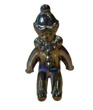 Vintage Fenton Sitting Clown Purple Iridescent Carnival Glass 4 5/8”